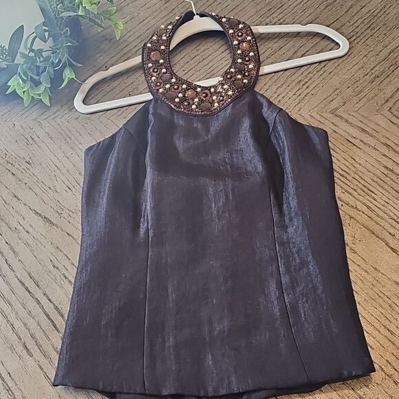 Beaded evening halter top brown  size 10 next - Picture 12 of 12